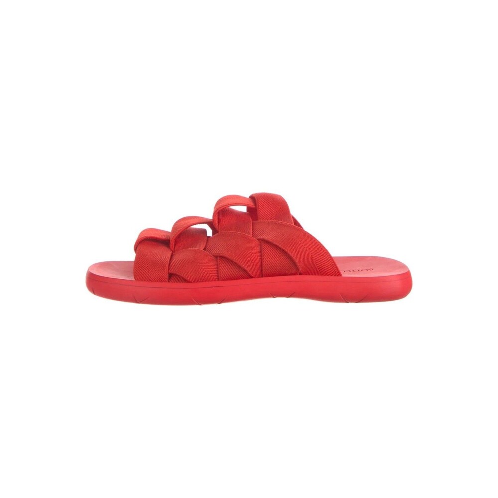 Bottega Veneta Intrecciato Red Woven Mens Plat Mule Sandals Size 41 / 8